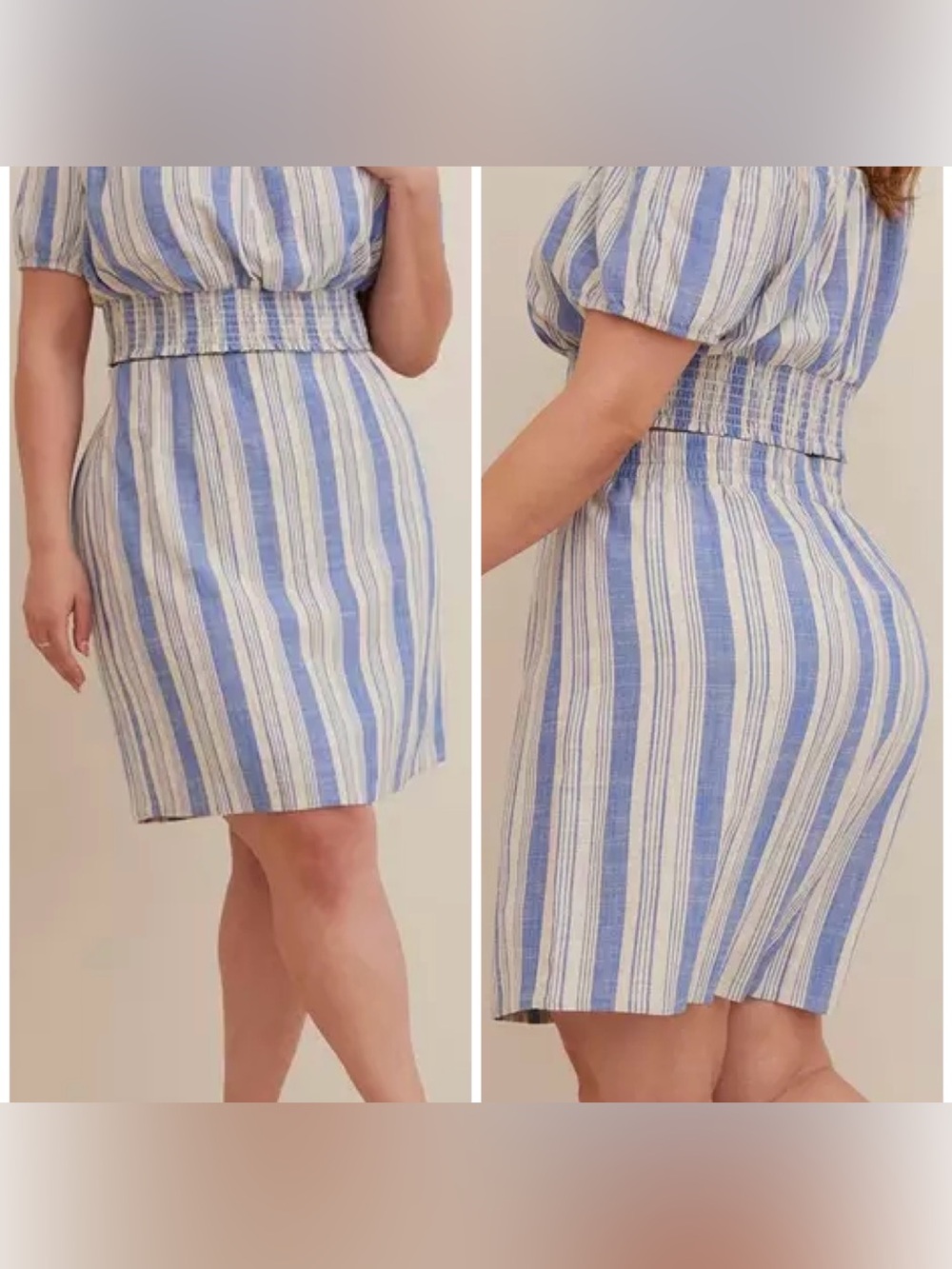 NWT Torrid Striped Linen Blend Mini Skirt - Blue/Beige - Size 5x